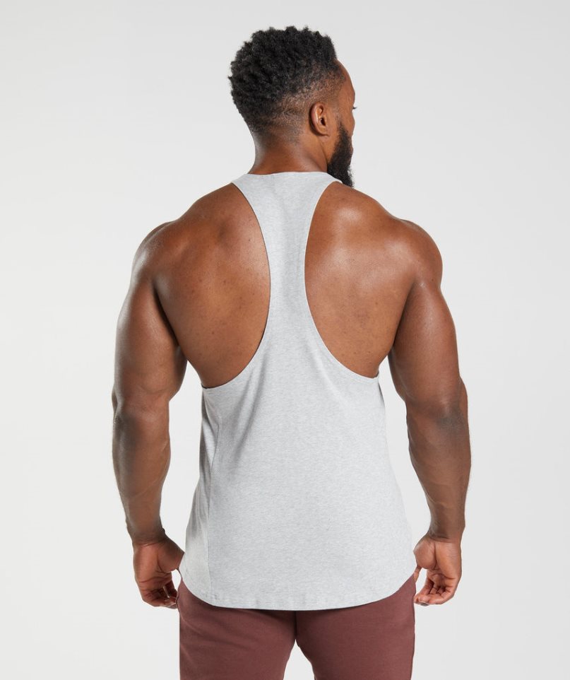 Men's Gymshark React Stringer Tanks Light Grey | CA A1N0D3